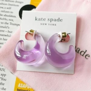 Kate Spade Adore-Ables Huggie Earrings Purple Gold NEW/DUST BAG